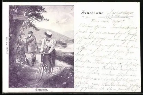 AK Dame entwischt dem Förster mit ihrem Fahrrad