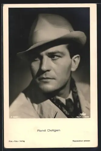 AK Portrait René Deltgen mit Hut