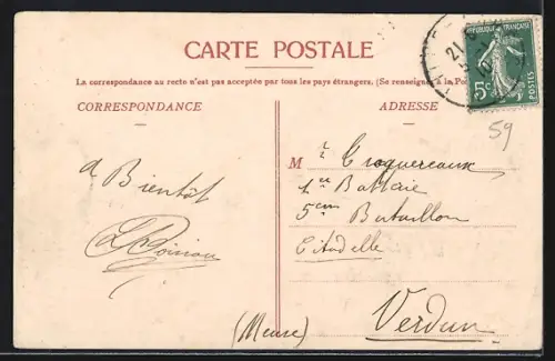 AK Lille, Rue Faidherbe, Strassenpartie mit Strassenbahn