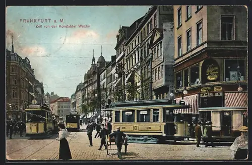 AK Frankfurt, Zeil von der Konstabler Wache, Strassenbahn