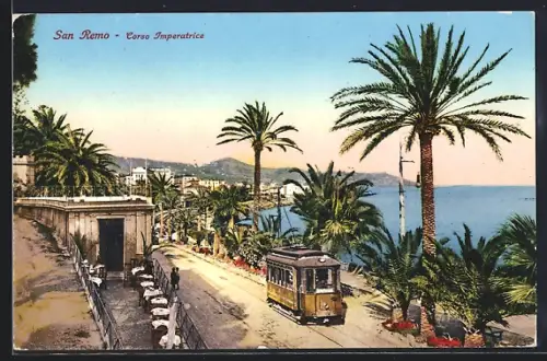 AK San Remo, Corso Imperatrice, Strassenbahn
