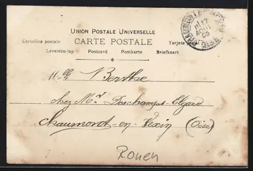 AK Rouen, Strassenpartie mit Strassenbahn