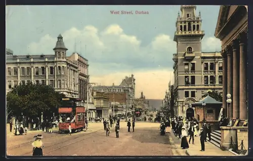 AK Durban, West Street, Strassenbahn