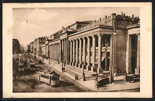 AK Stuttgart, Gesamtansicht vom Königsbau, Strassenbahn