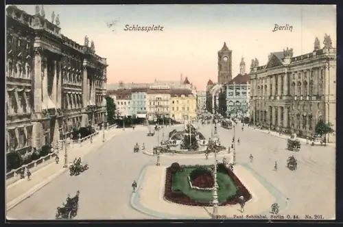 AK Berlin, Partie am Schlossplatz, Strassenbahn
