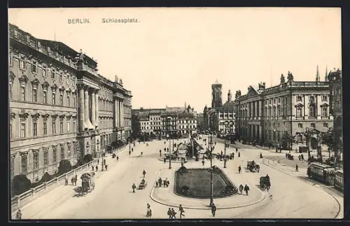 AK Berlin, Blick auf den Schlossplatz, Strassenbahn