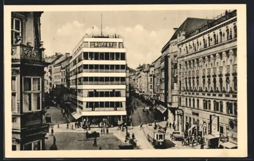 AK Brno, Koblizna a Jánská ulice, Strassenbahn