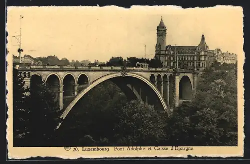 AK Luxembourg, Pont Adolphe et Caisse d`Epargne, Strassenbahn