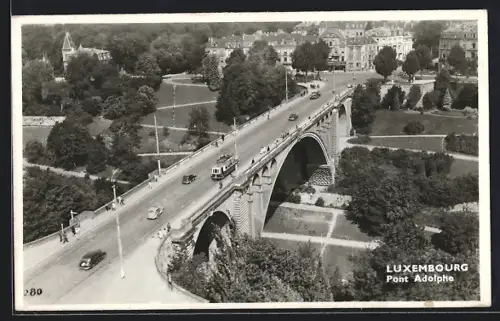 AK Luxembourg, Pont Adolphe, Strassenbahn