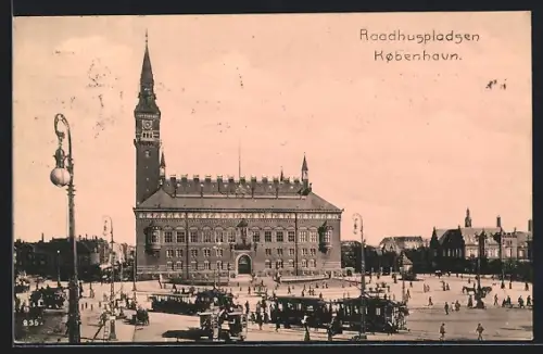 AK Kobenhavn, Raadhuspladsen, Strassenbahn