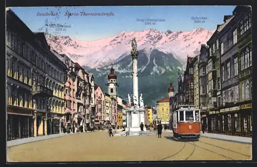 AK Innsbruck, Partie der Maria-Theresienstrasse, Strassenbahn