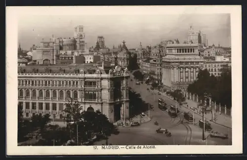 AK Madrid, Calle de Alcalá, Strassenbahn