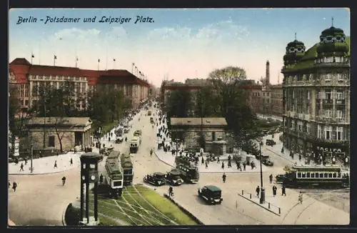 AK Berlin, Potsdamer und Leipzier Platz, Strassenbahn