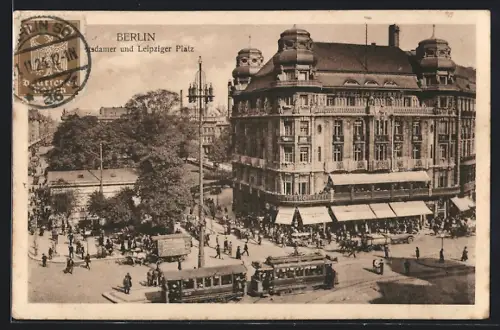 AK Berlin, Potsdamer und Leipziger Platz, Strassenbahn