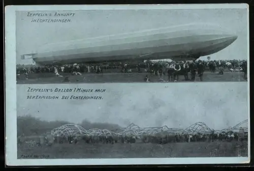 AK Echterdingen, Zeppelin`s Ankunft, 1 Minute nach der Explosion