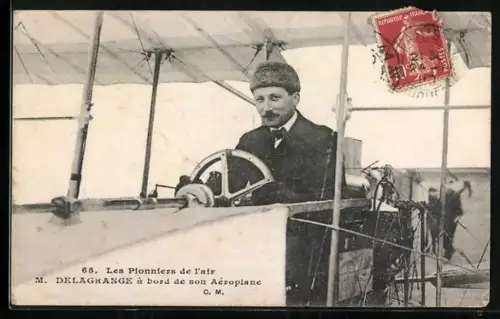 AK Delagrange à bord de son Aéroplane, Flugzeug