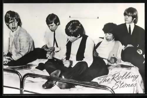 AK Musikergruppe The Rolling Stones unterschreibt Autogrammkarten