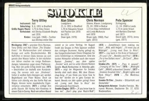 AK Musiker, Portrait der Gruppe Smokie