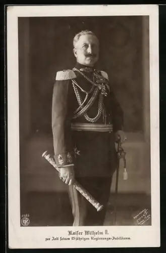 AK Kaiser Wilhelm II. in Uniform mit Marschallstab zur Zeit seines 25jährigen Regierungs-Jubiläums