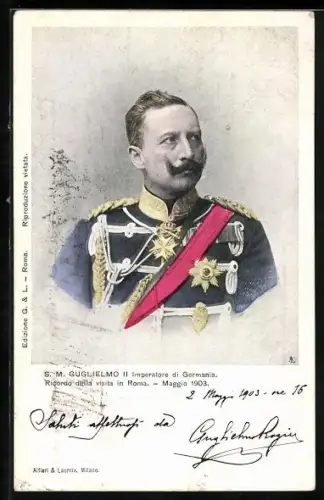 AK S. M. Guglielmo II, Imperatore di Germania, Ricordo della visita in Roma, 1903, Kaiser Wilhelm II.