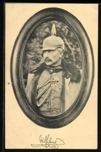AK Kaiser Wilhelm II. in Uniform in ovalem Rahmen