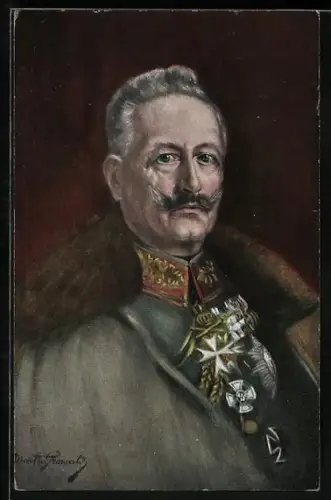Künstler-AK Kaiser Wilhelm II. als Feldherr