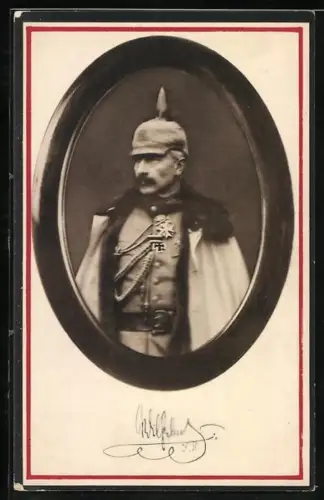 AK Kaiser Wilhelm II. in ovalem Passepartout
