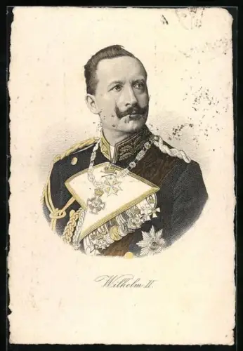 Künstler-AK Kaiser Wilhelm II. in Uniform mit Orden
