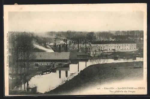 AK Sainte-Colombe-sur-Seine, Vue générale des Forges