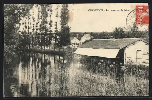 AK Chamesson, Le Lavoir sur la Seine, Flusspartie im Ort