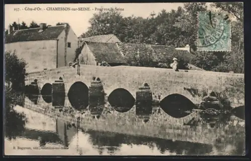 AK Chamesson-sur-Seine /Côte-d`Or, Pont sur la Seine