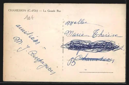 AK Chamesson, La Grande Rue, Strassenpartie mit Autos