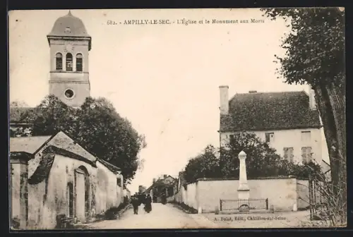 AK Ampilly-le-Sec, L`Église et le Monument aux Morts