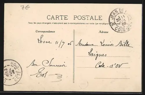 AK St-Jean-de-Losne, Vue générale et le Pont sur la Saône