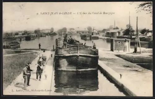 AK Saint-Jean-de-Losne, L`Écluse du Canal de Bourgogne
