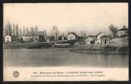 AK Saint-Jean-de-Losne, Jonction du Canal de Bougogne avec la Saone, Le Linguet
