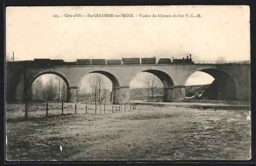 AK Ste-Colombe-sur-Seine /Côte-d`Or, Viaduc du Chemin de Fer P.-L.-M.