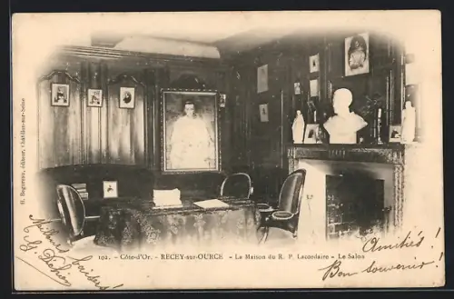 AK Recey-sur-Ource, La Maison du R. P. Lacordaire, Le Salon