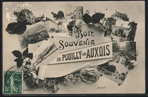 AK Pouilly-en-Auxois, Le Port, L`Hopital, L`Eglise
