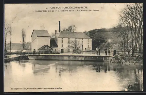AK Chatillon-s-Seine, Inondations 1910, Le Moulin des Passes