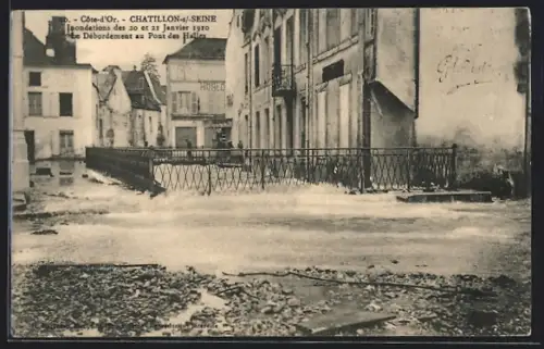 AK Chatillon-s-Seine, Inondations 1910, Le Débordement au Pont des Halles