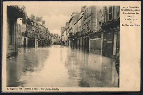 AK Chatillon-s-Seine, Inondations 1910, La Rue des Ponts