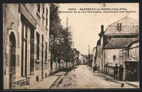 AK Santenay-les-Bains, Extrémité de la rue Chauchien, conduisant aux Sources