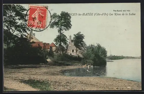 AK Poncey-les-Hatée, Les Rives de la Saône