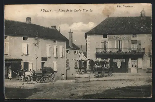AK Rully, Place de la Croix-Blanche, Café-Restaurant