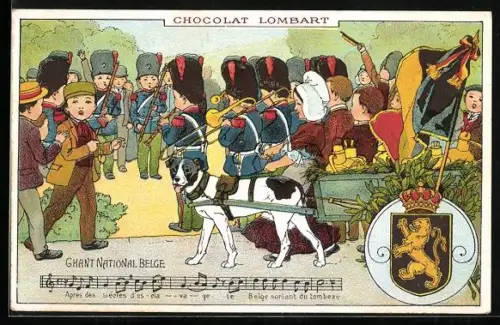 AK Kindersoldaten-Ghant National Belge, Reklame Chocolat Lombart