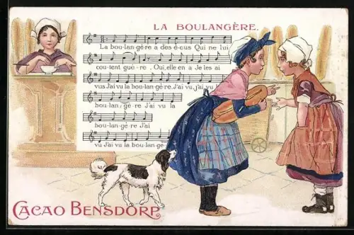 AK Reklame für Cacao Bensdorp, Lied La Boulangère