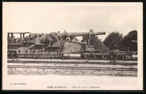 AK Camp-de-Maille, Soldaten der Artillerie mit Kanone