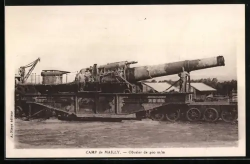 AK Camp de Mailly, Eisenbahngeschütz beim Transport, Artillerie, Militärbahn
