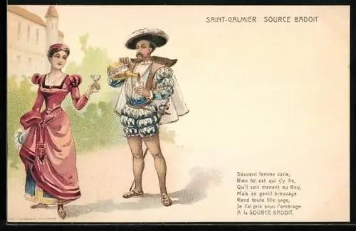 Lithographie St. Galmier, Source Badoit, Reklame